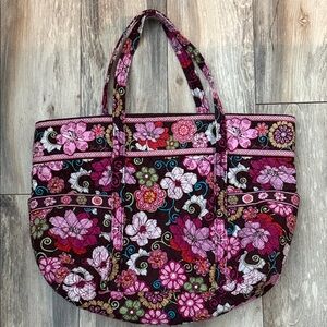 Vera Bradley Mod Floral Pink Large Tote Bag Retired 2007